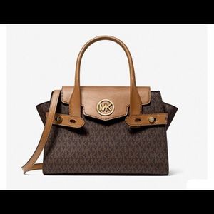 SOLD!Michael Kors Carmen Medium Logo and Faux Leather Belted Satchel** SOLD ****